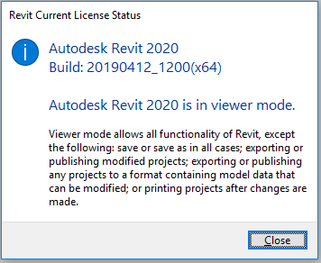 Revit Viewer Mode Error That Will Not Allow Save Or Print Revit