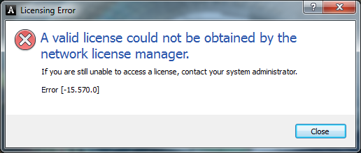 A Valid License Could Not Be Obtained By The Network License