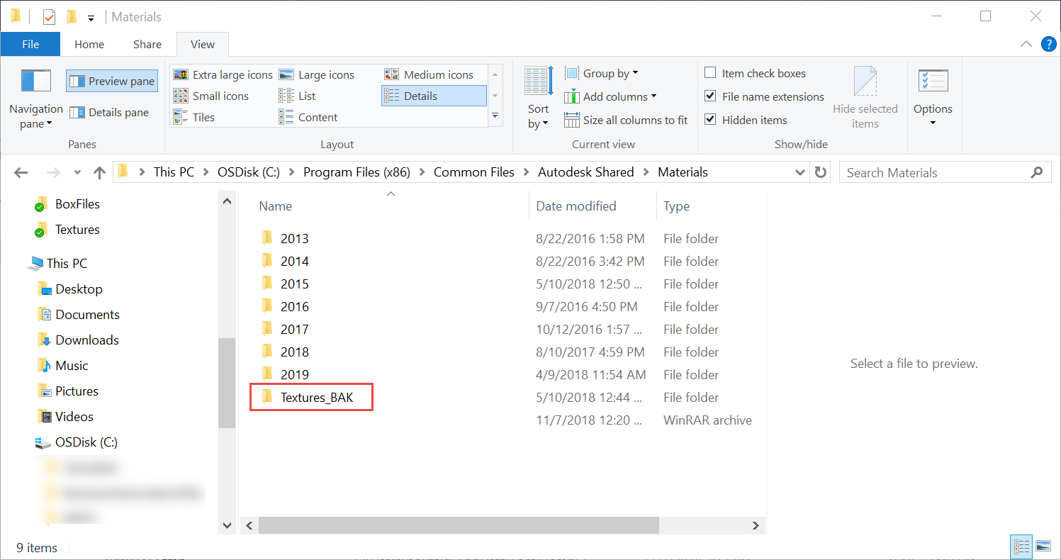 错误：“无法加载纹理文件：C：\ Program Files（x86）\ Common Files \ Autodesk Shared