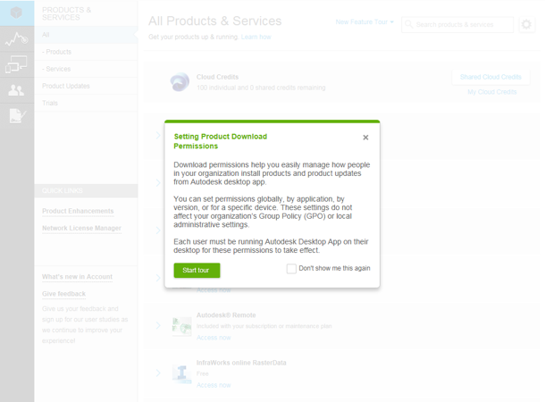 Immagine di impostazione delle autorizzazioni in Autodesk Account