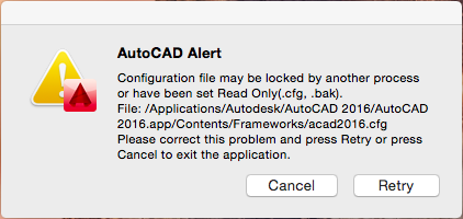 Autocadの起動時に 環境設定ファイルは別のプロセスによってロックされているか 読み取り専用に設定されています というエラーメッセージが表示される Autocad Autodesk Knowledge Network