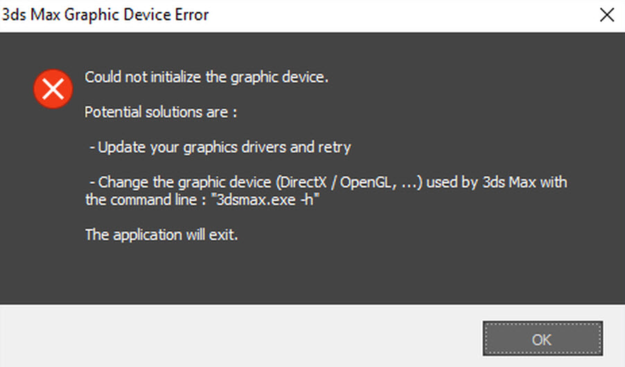 Could not initialize the graphic device