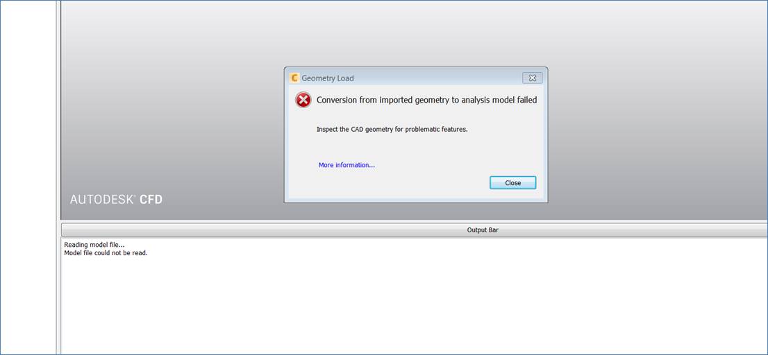 エラー：インポートしたジオメトリから解析モデルへの変換に失敗しました