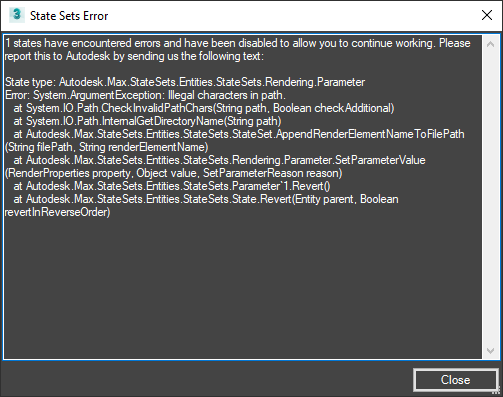 在3ds Max中设置 状态集 输出路径时显示 System Argumentexception 非法字符 3ds Max Autodesk Knowledge Network