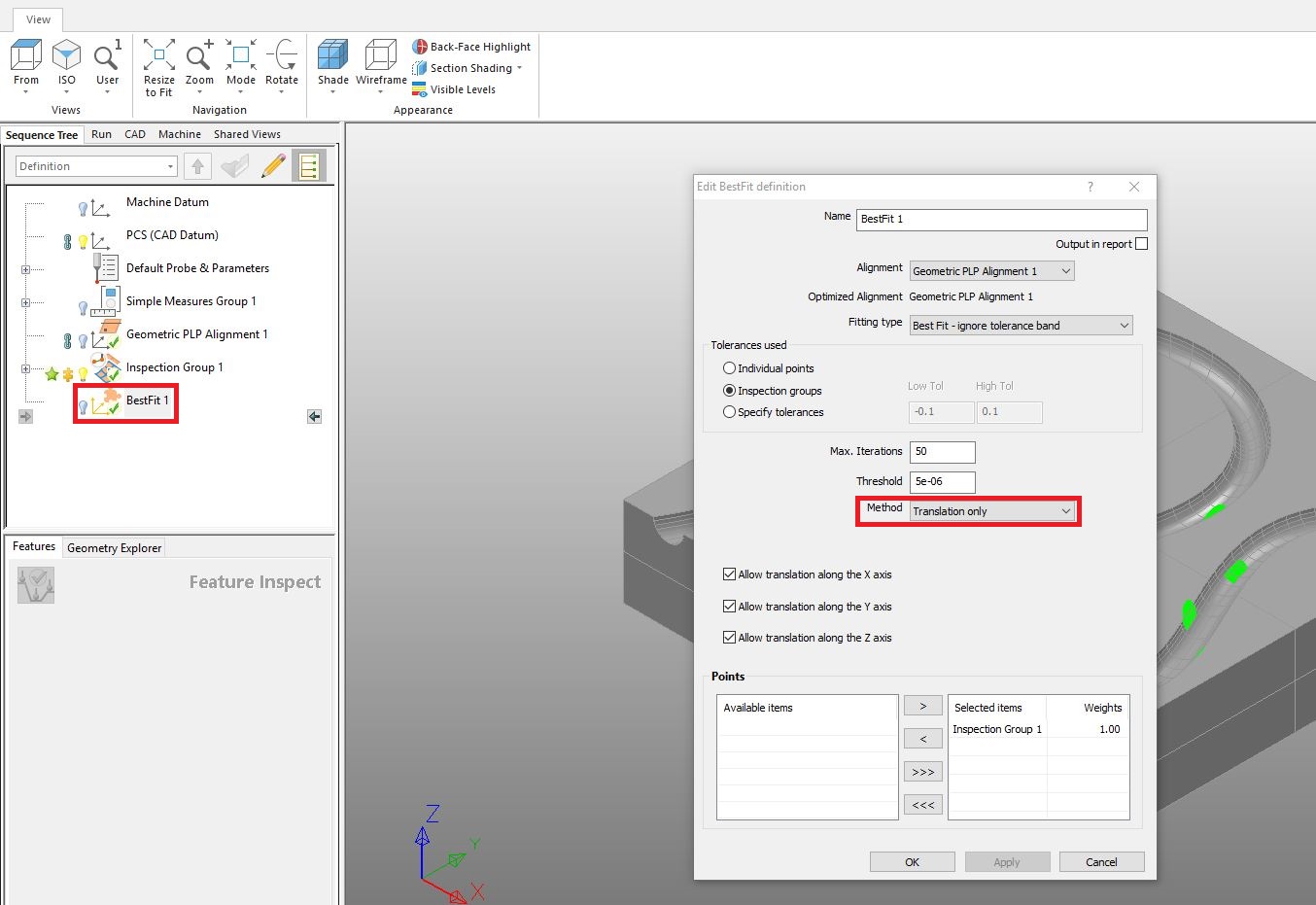 ¿Cómo se mide la ubicación de un canal en PowerInspect?