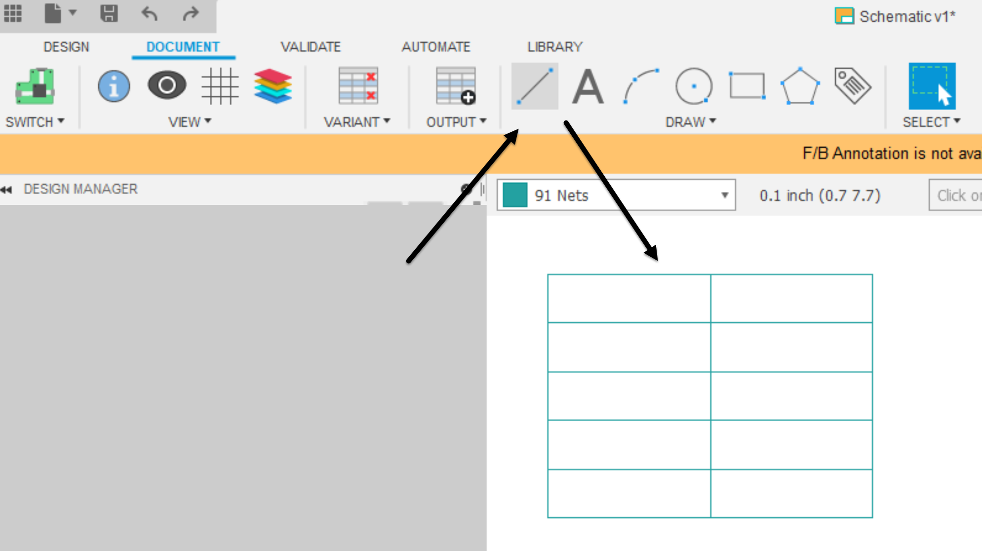 impossible de creer un tableau vide dans le schema electronique de fusion 360 fusion 360 autodesk knowledge network autodesk knowledge network