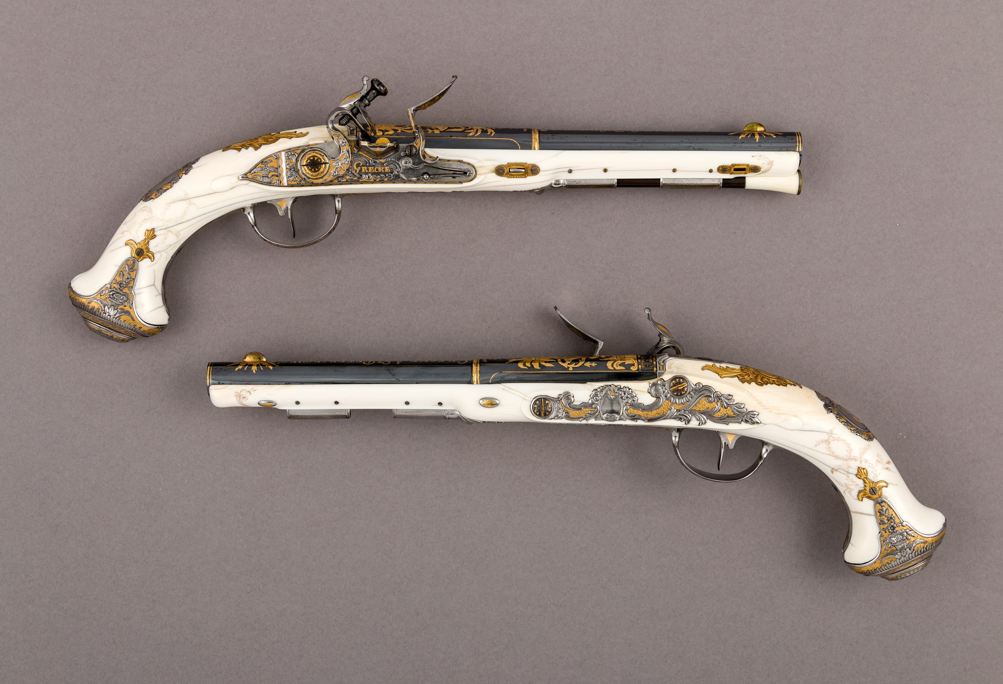 1786 ivorystocked flintlock pistols photo