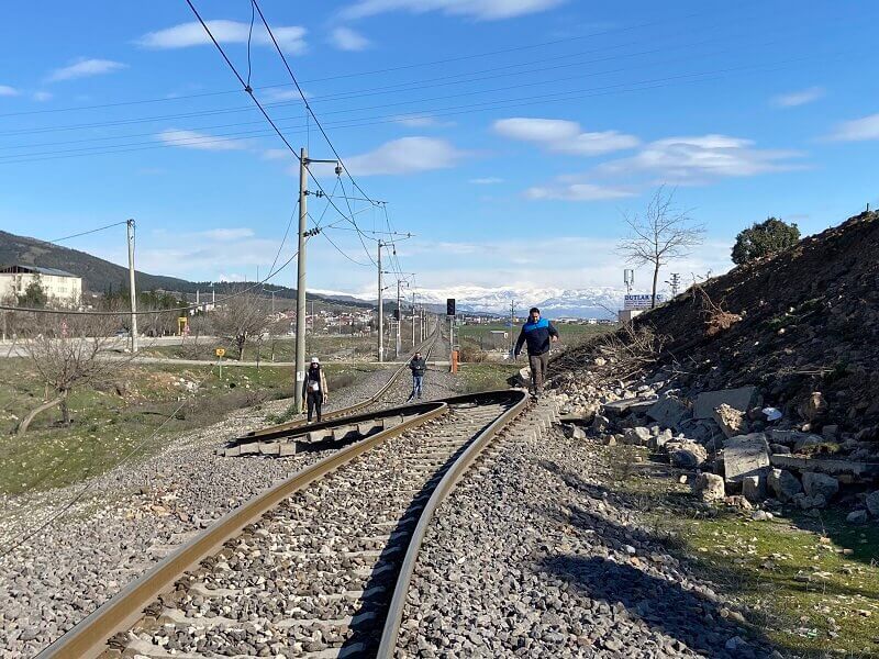 Bent railroad tracks after earthquake photos