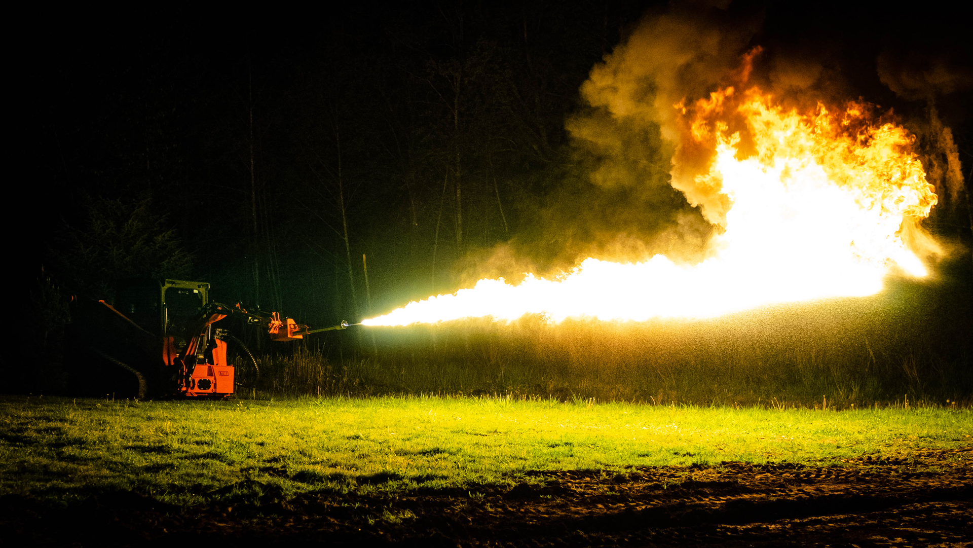 Flamethrower skid steer photos and video