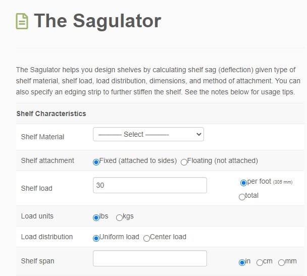 Saglator sag calculator photo