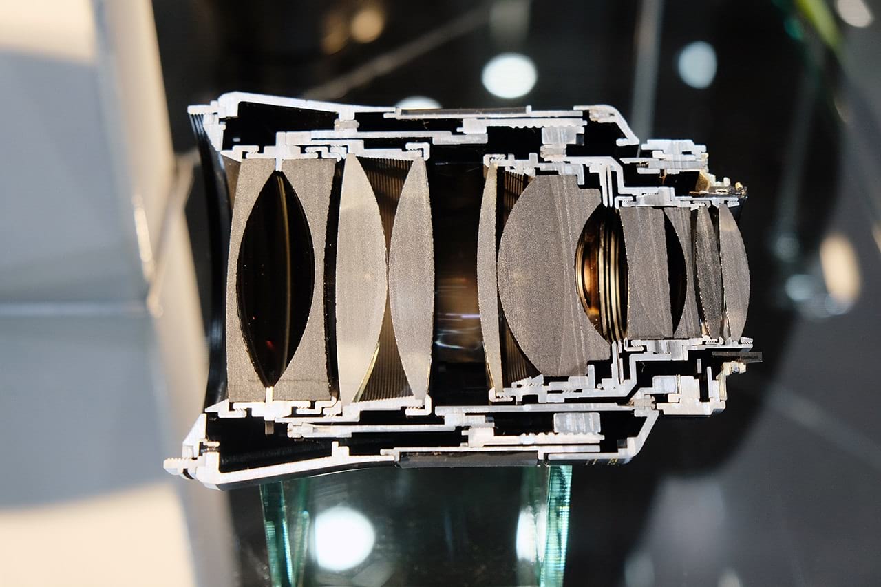 Camera lens cut in half photo