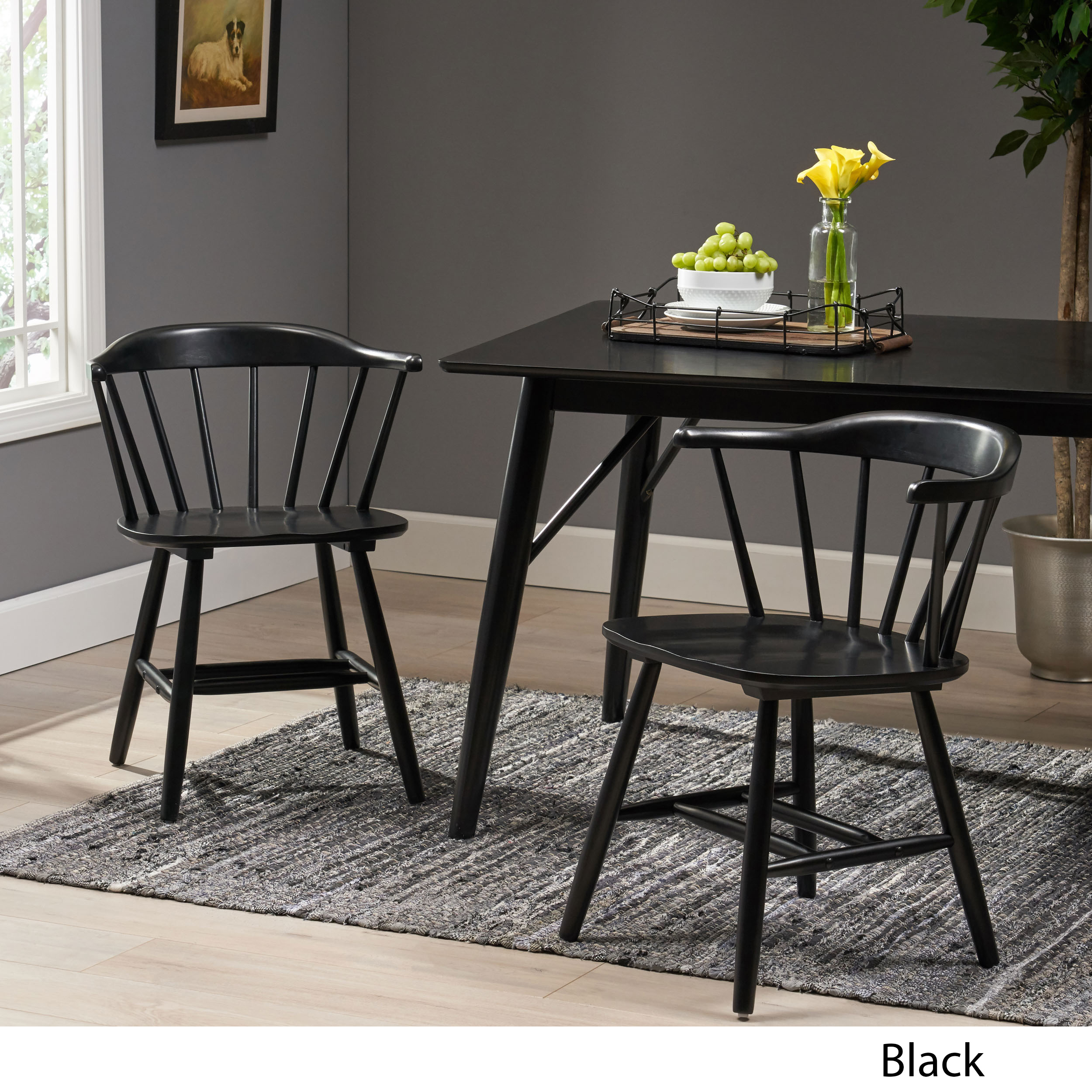 Mia Farmhouse Spindle Back Rubberwood Dining Chairs (Set of 2) | eBay