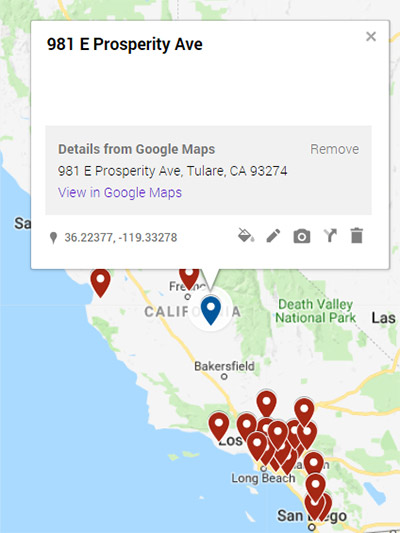 Tulare California map