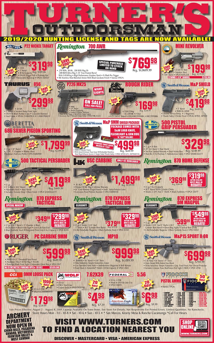 Turner's Hunt Ads August 2ndAugust 8th 2019