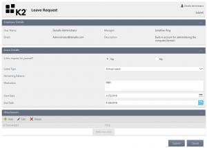 Leave Request Accelerator Submit Form