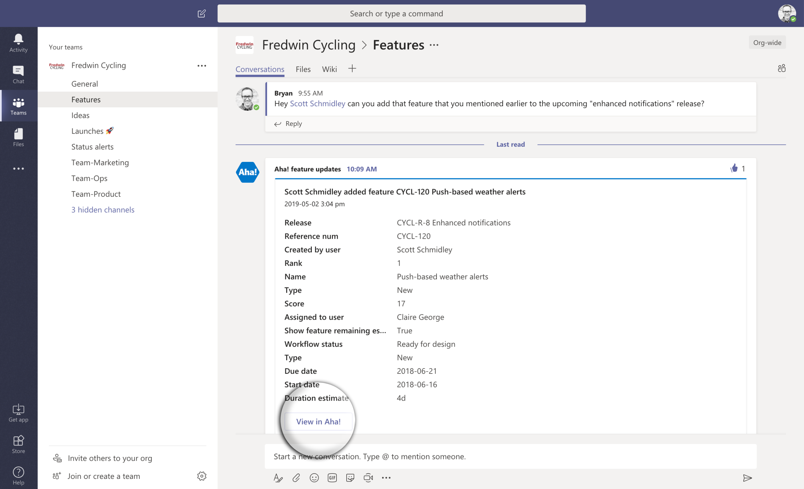 Features channel in Microsoft Teams