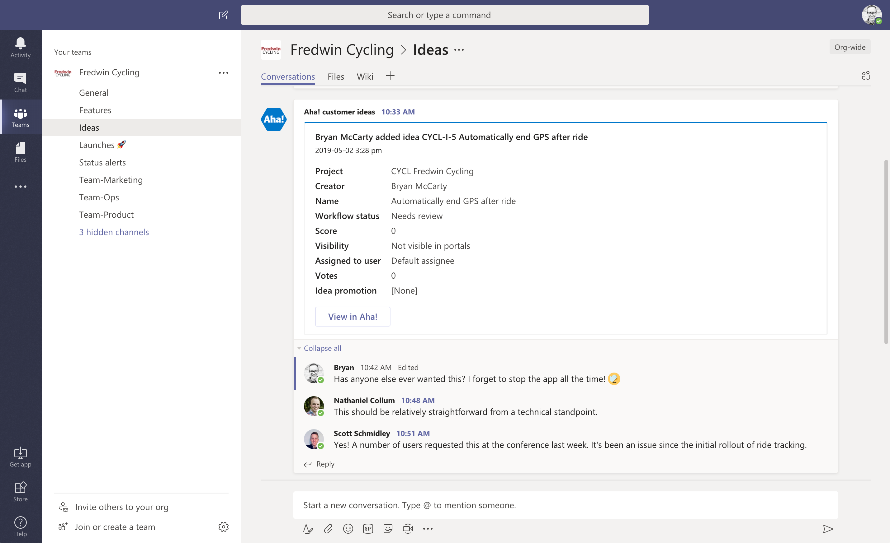 Ideas channel in Microsoft Teams