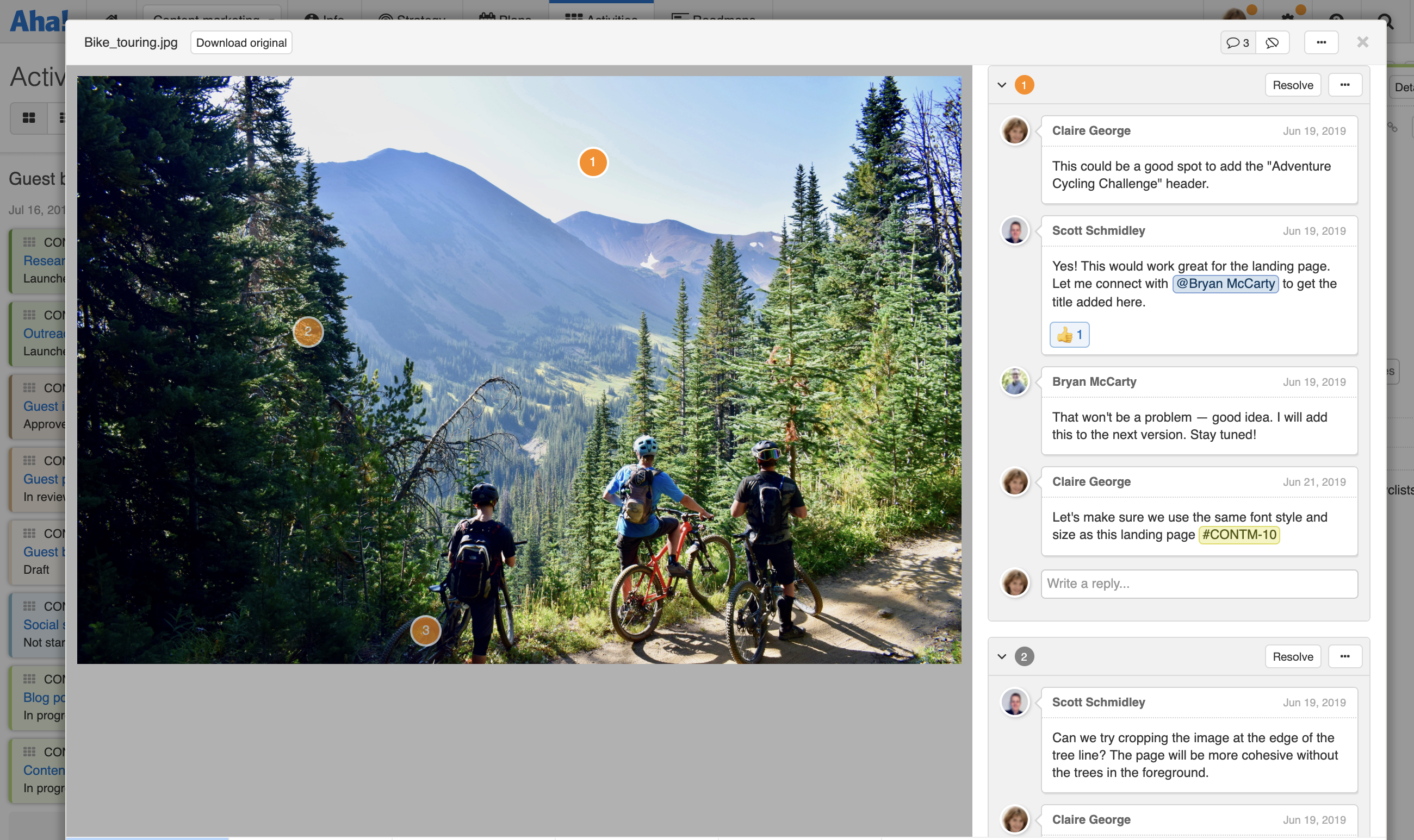 Comment on an image preview in Aha!