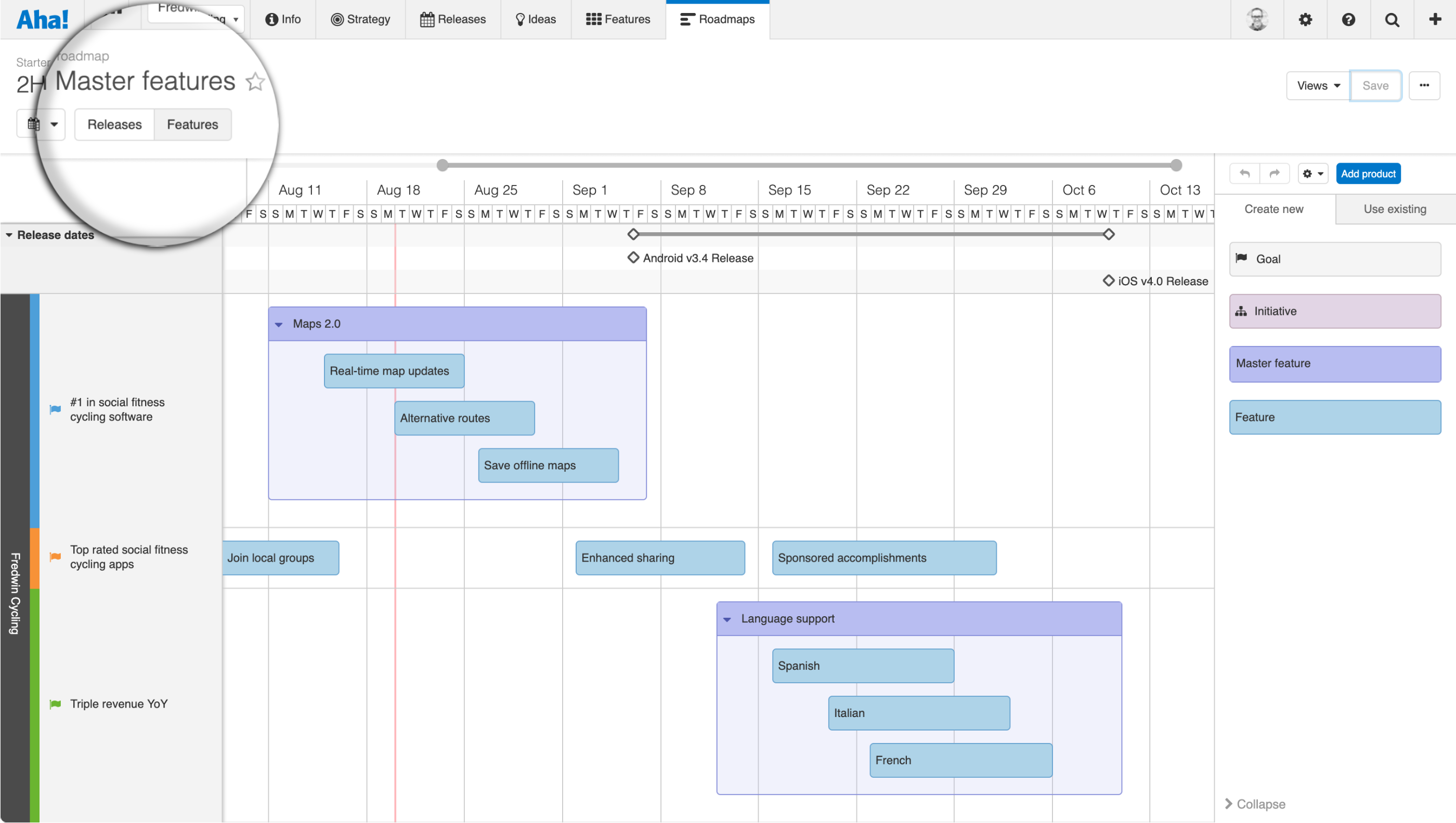 Epics on starter roadmap in Aha!