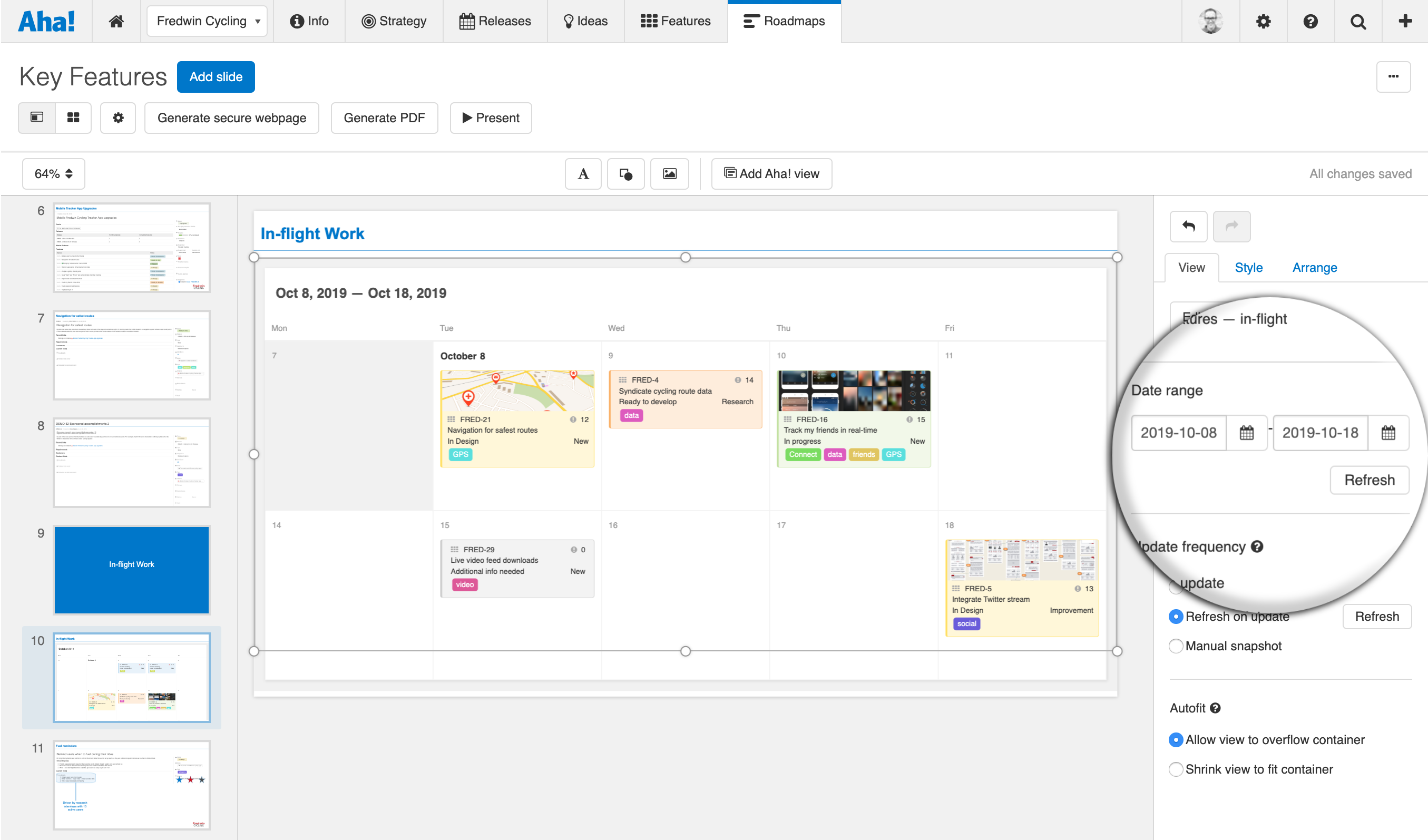 Select date range in calendar view