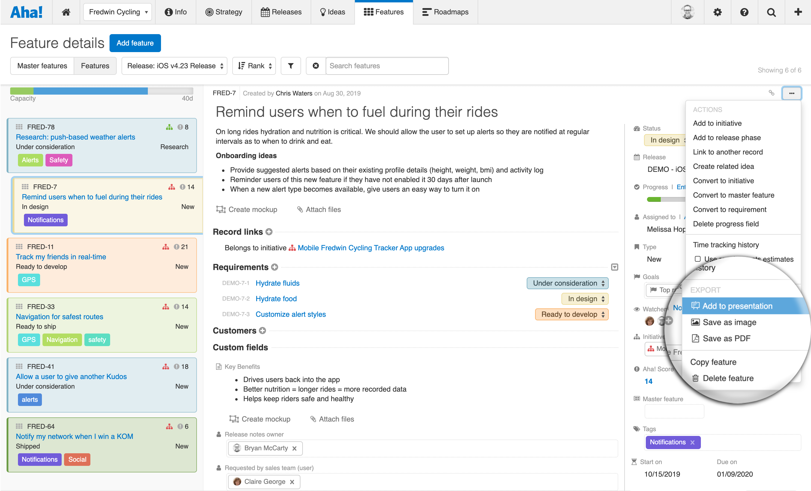 Add detailed view to presentation