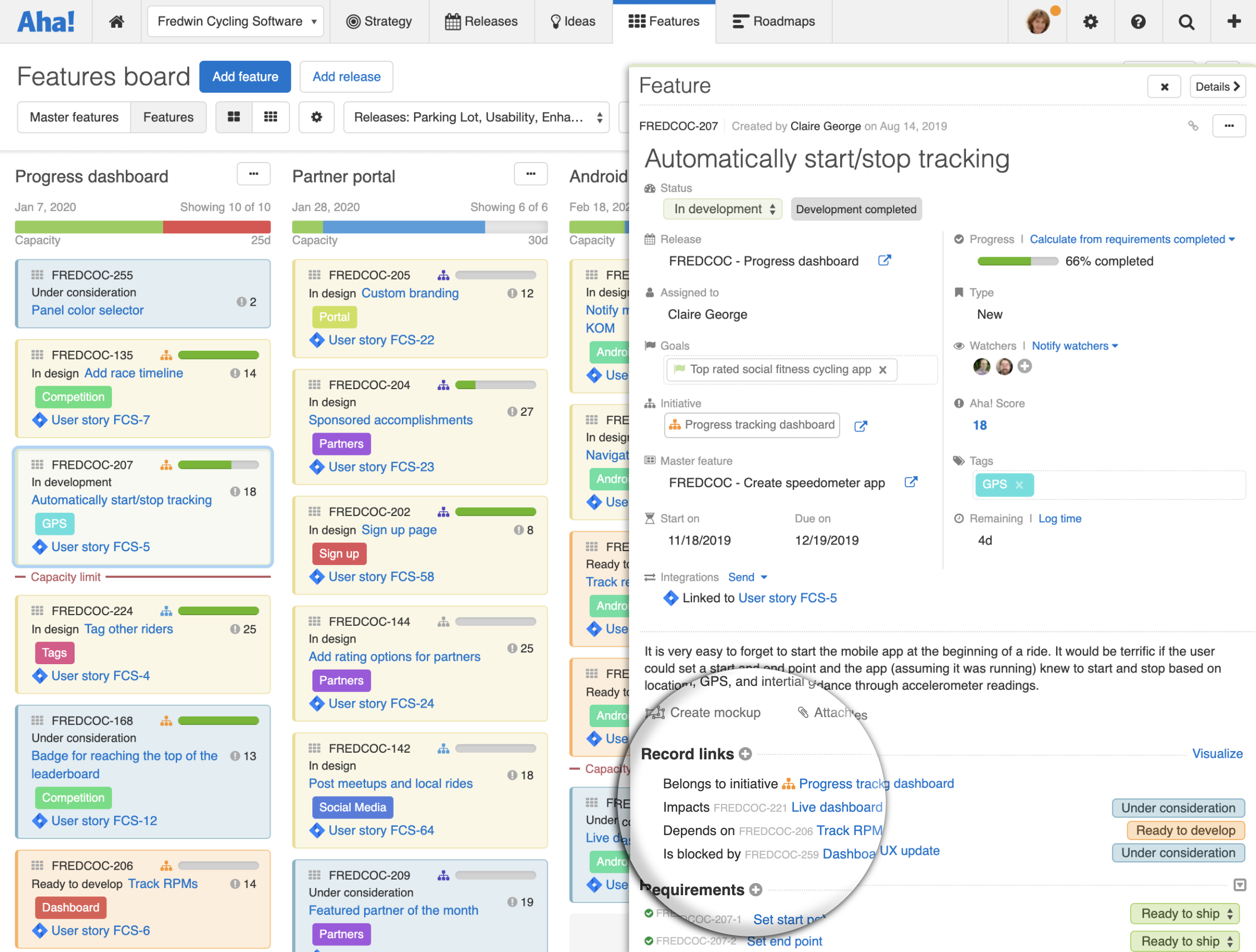 Visualize dependencies in Aha!