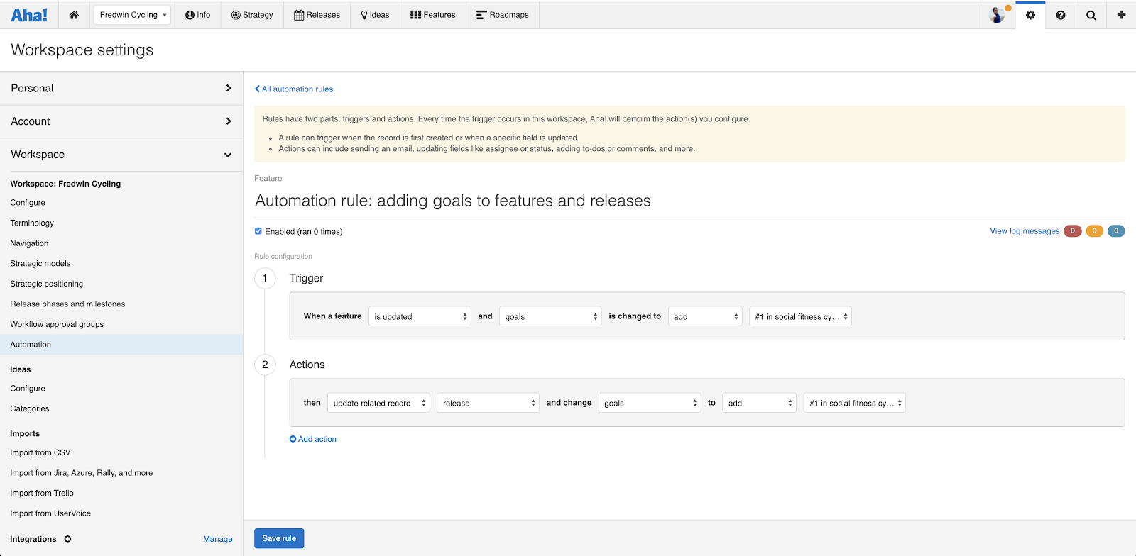 Automation rule for capturing data.