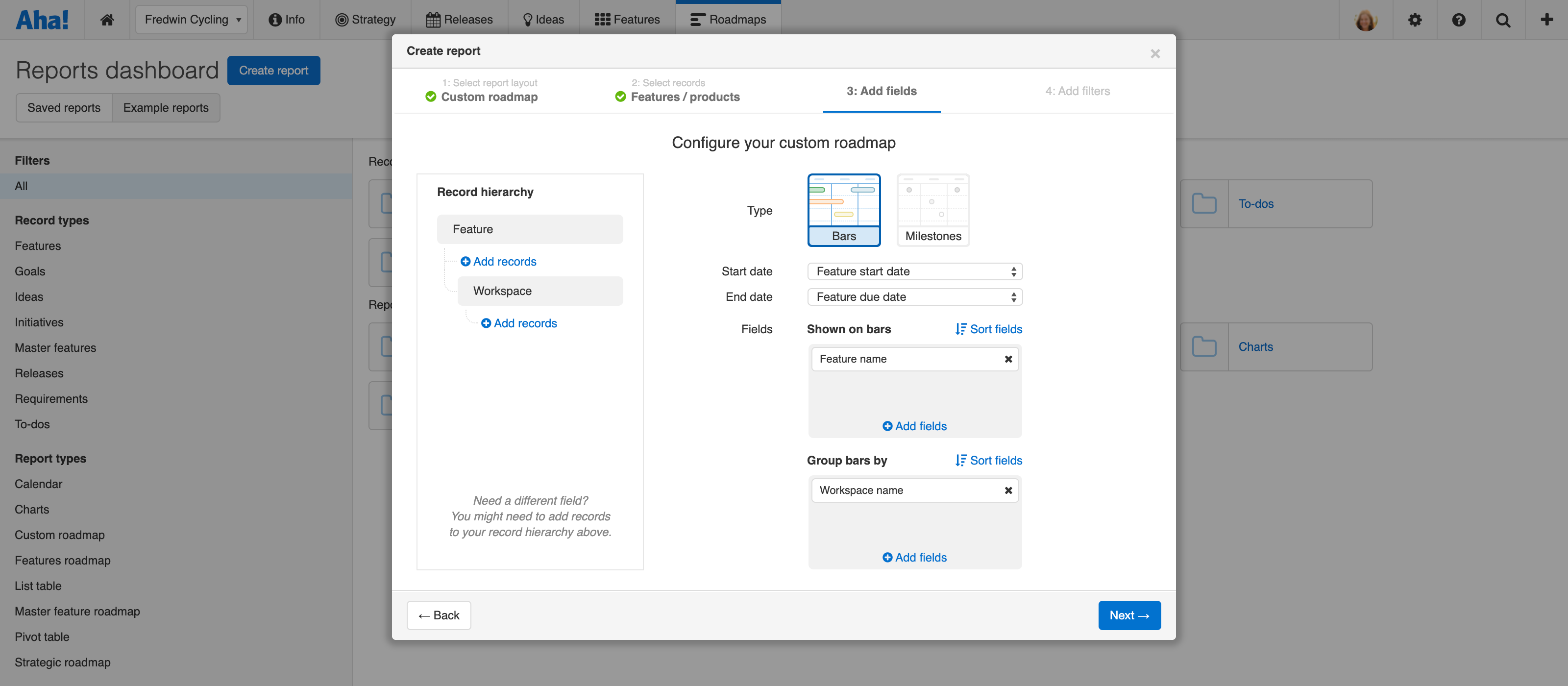 There are new configuration options for a custom roadmap.