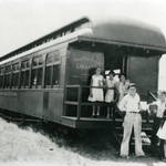 The Point Reyes Station Branch of the Marin County Free Library (seen here in 1931), located in a railway coach <span>© Anne T. Kent Room </span>