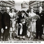 Nancy & Martye Kent flanking their grandmother Elizabeth Thacher Kent at the launch of the S.S. William Kent, 1942. <span>© Anne T. Kent Room </span>