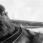 The railroad bed on the shores of Tomales Bay, where big cuts and large amounts of fill altered the shoreline. <span>© Jack Mason Museum </span>