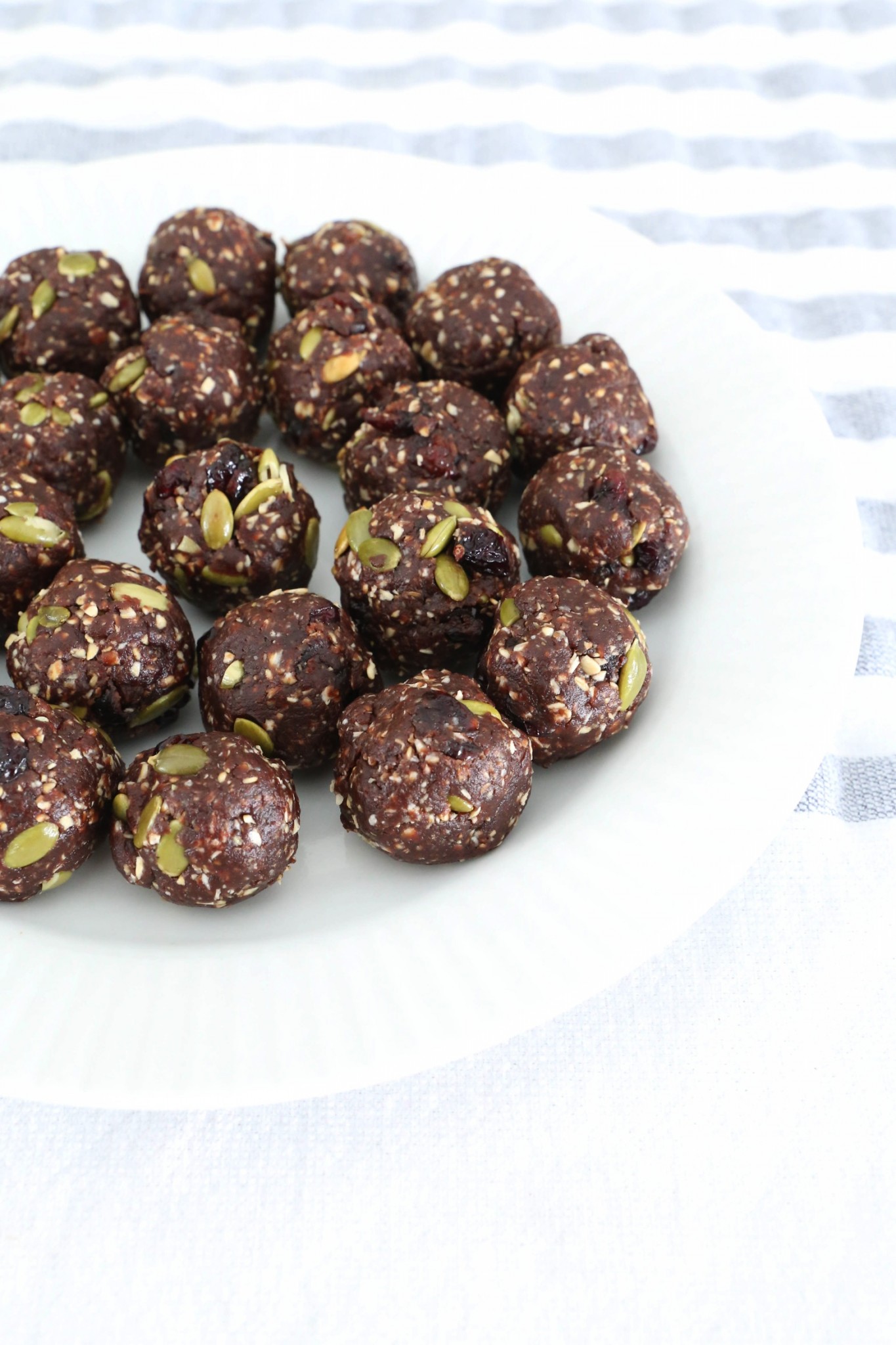 Chocolate Cranberry Pumpkin Seed Bliss Balls