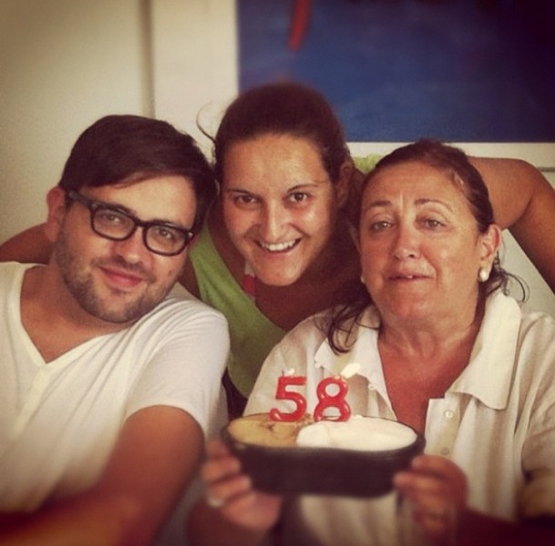Celebrating Arnau's mother's birthday.