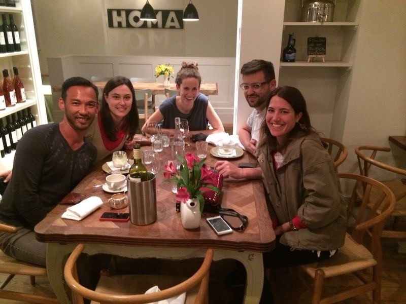 Dinner with friends in London.