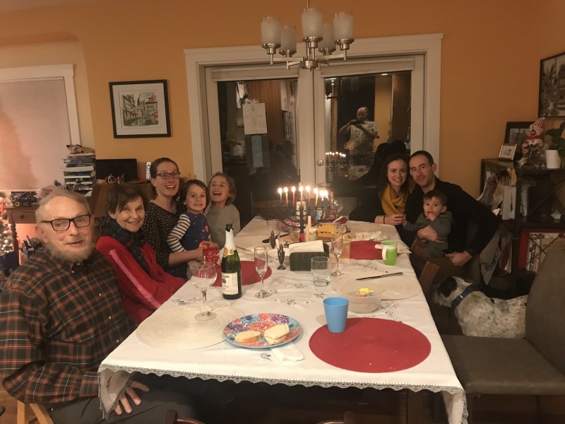 celebrating Hannukah with friends and family