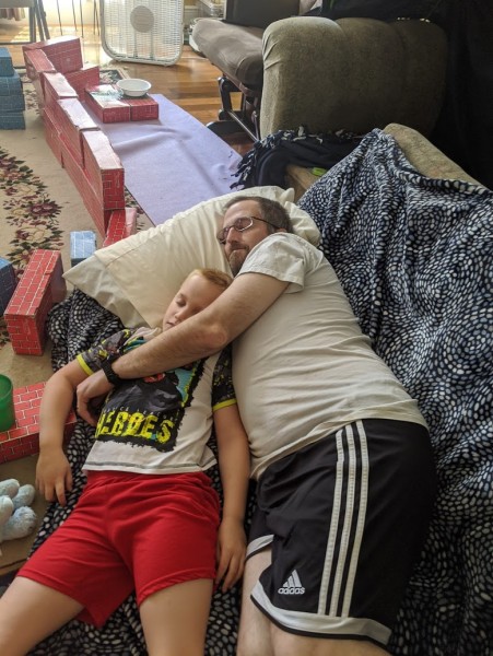 Snuggling with daddy