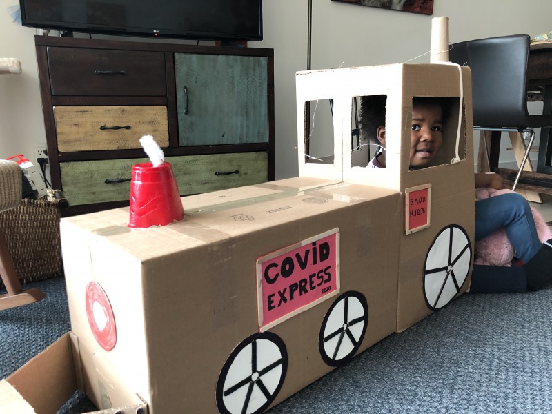 Cardboard train