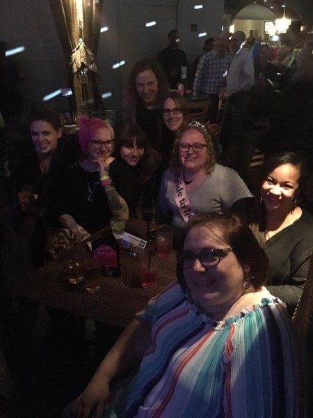 Anna with friends celebrating, January 2018