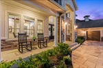 Charming front porch with accent lighting