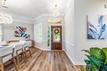 High ceilings. Dining room to the right upon entry