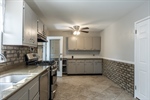 Exposed Brick Look with Ceramic Tile Flooring