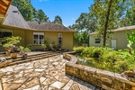 Flagstone patio with koi pond