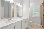 Expansive double vanity.