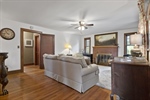 Spacious living room with original details