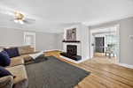 The great room opens to the kitchen.