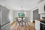 Dining area with large window.