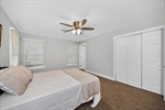 Lighted fan and double closet.