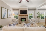 Fireplace with shiplap. 