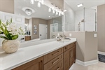 Expansive quartz vanity.