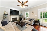 Propane gas fireplace adds warmth and character.
